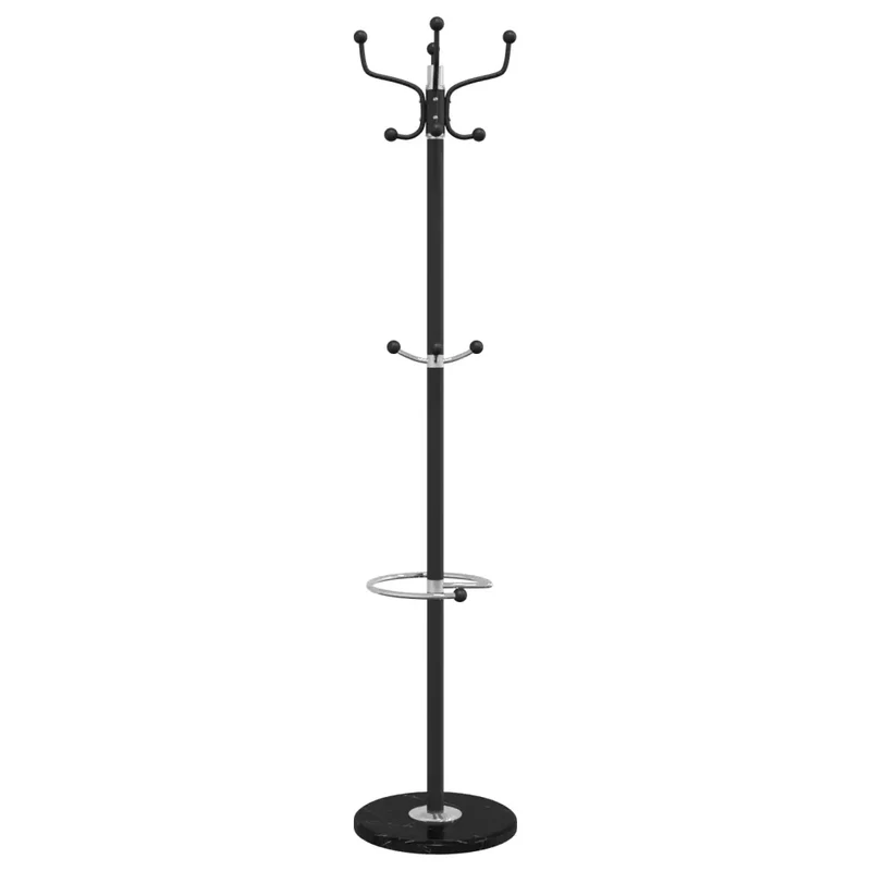 Porte-manteau sur pied avec porte-parapluie noir 180 x 37 cm stable pratique style contemporain en fer noir 02_0047599
