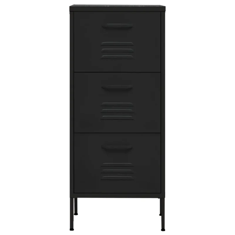 Armoire de rangement élégante pratiques avec 3 tiroirs 42,5 x 35 x 101,5 cm en acier noir 02_0046875
