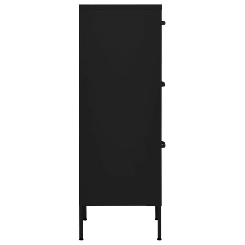 Armoire de rangement élégante pratiques avec 3 tiroirs 42,5 x 35 x 101,5 cm en acier noir 02_0046875