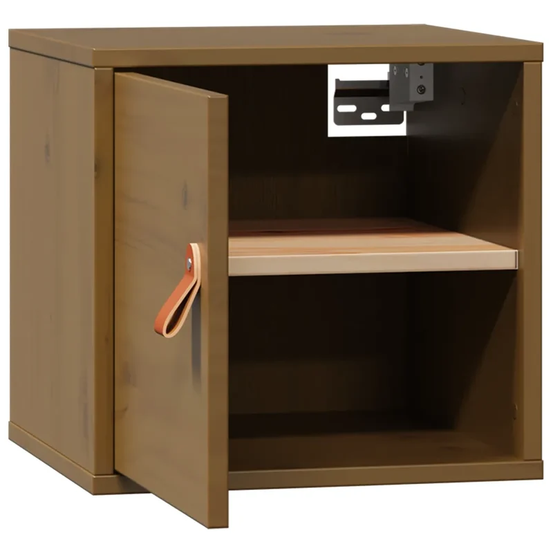 Armoire murale en bois de pin massif 31,5 x 30 x 30 cm pratique style rustique décoratif en bois marron miel 02_0048367