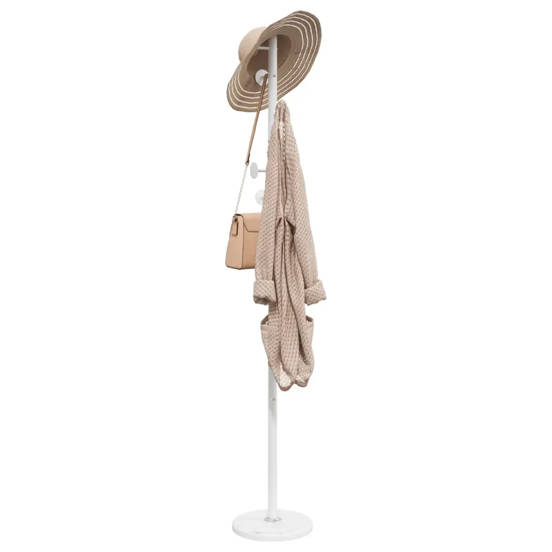 Porte-manteau sur pied pratique 176 x 29 x 29 cm avec 8 patères design moderne en fer blanc 02_0047595
