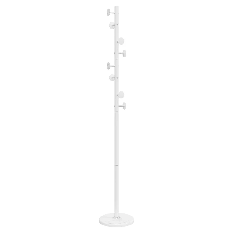 Porte-manteau sur pied pratique 176 x 29 x 29 cm avec 8 patères design moderne en fer blanc 02_0047595