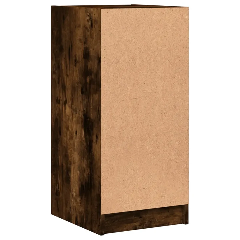 Armoire latérale en bois d'ingénierie 35 x 37 x 75 cm avec portes vitrées design intemporel en chêne fumé 02_0049320