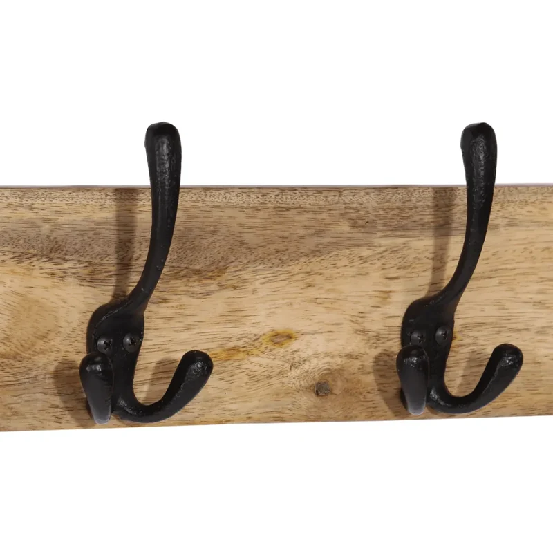 Porte-manteau mural pratique avec étagère 85 x 26 x 12 cm en bois de manguier naturel 02_0047364