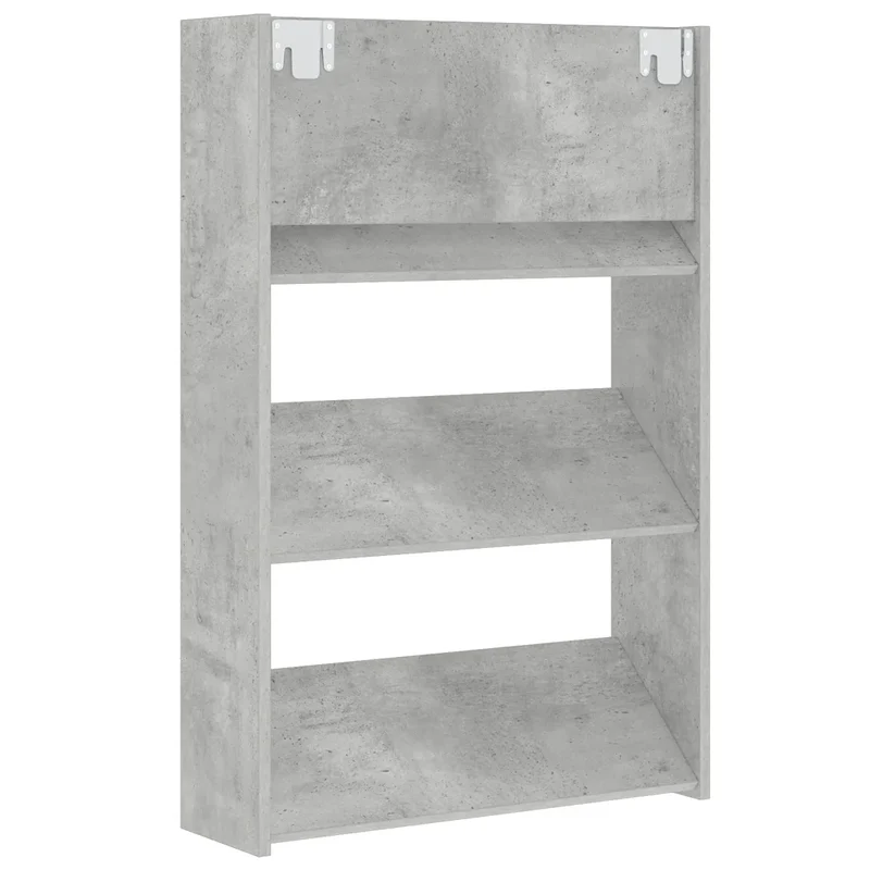 Lot de 2 armoires à chaussures murales modernes avec 3 étagères 60 x 18 x 90 cm en aggloméré gris béton 02_0047899