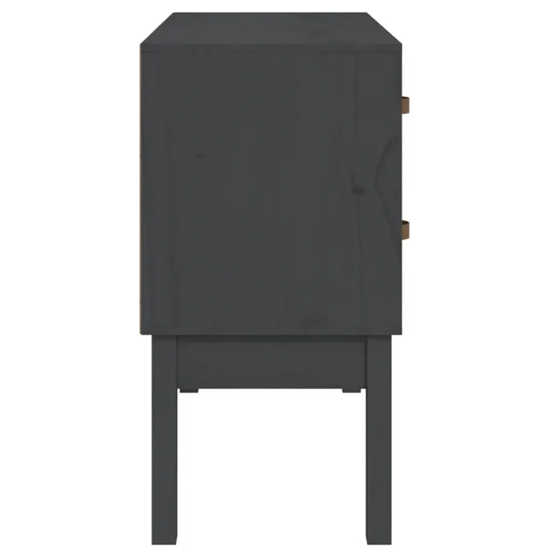 Armoire console bois de pin massif rangement moderne 90 x 40 x 78 cm en bois gris 02_0048454