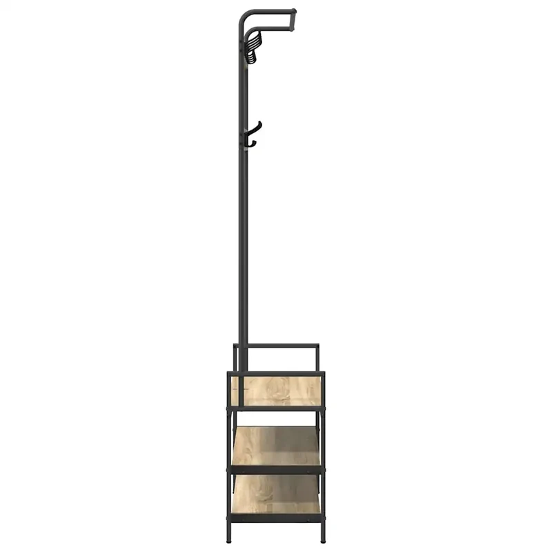 Porte-manteau rectangle contemporain entrée rangement pratique 75 x 34 x 184 cm en bois d'ingénierie chêne sonoma 02_0052635