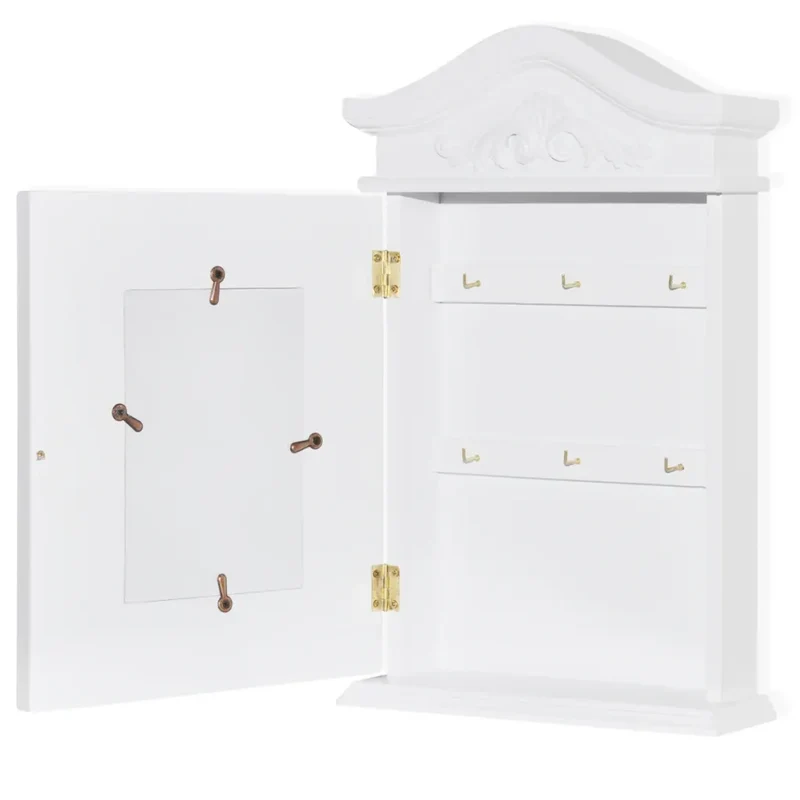 Armoire à clés avec cadre photo salle de bain cuisine 22,5 x 6,5 x 34,5 cm en MDF blanc 02_0046247