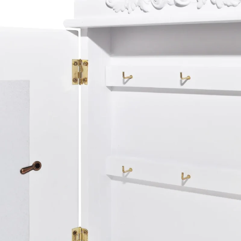 Armoire à clés avec cadre photo salle de bain cuisine 22,5 x 6,5 x 34,5 cm en MDF blanc 02_0046247