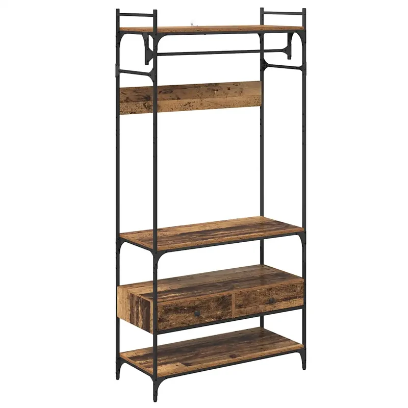 Armoire design industrielle grande espace de rangement 89 x 39 x 185 cm en bois d'ingénierie bois ancien 02_0052877