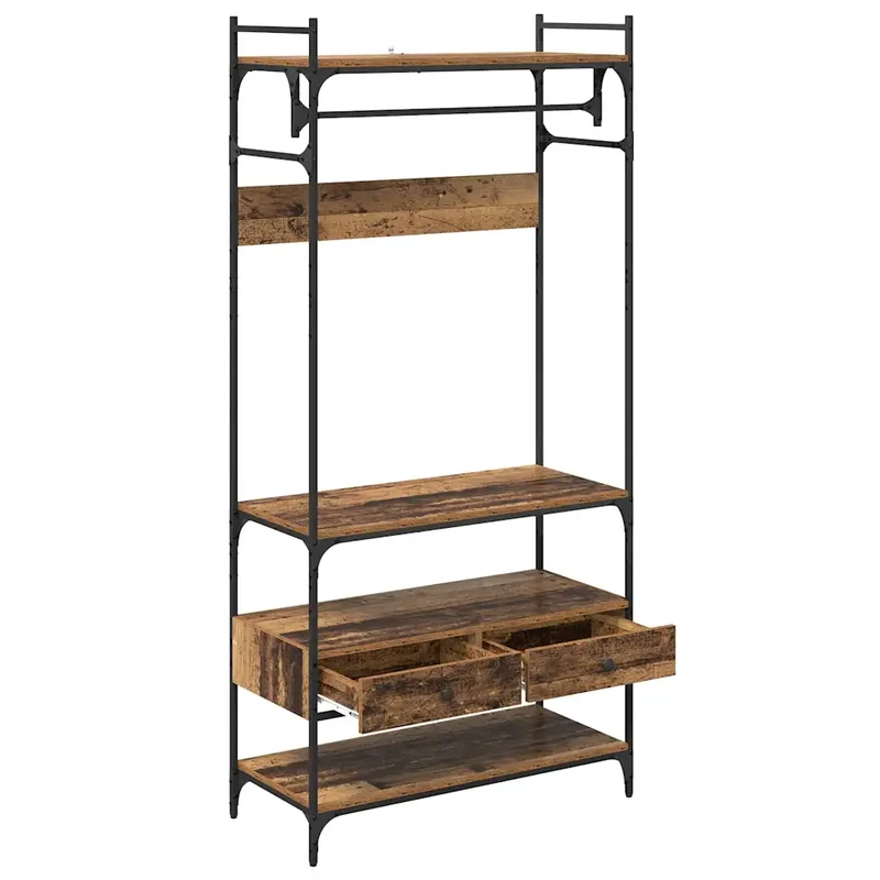 Armoire design industrielle grande espace de rangement 89 x 39 x 185 cm en bois d'ingénierie bois ancien 02_0052877