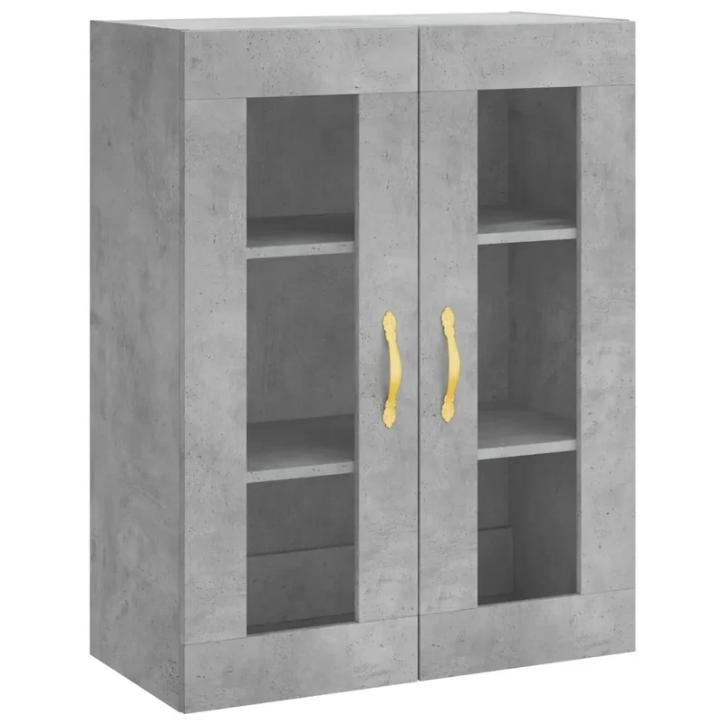 Lot de 2 armoires murales pratiques rangement polyvalent moderne 69,5 x 34 x 90 cm en bois gris béton 02_0055418