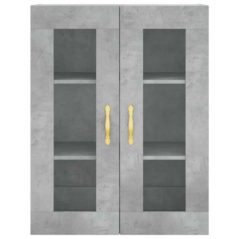 Lot de 2 armoires murales pratiques rangement polyvalent moderne 69,5 x 34 x 90 cm en bois gris béton 02_0055418
