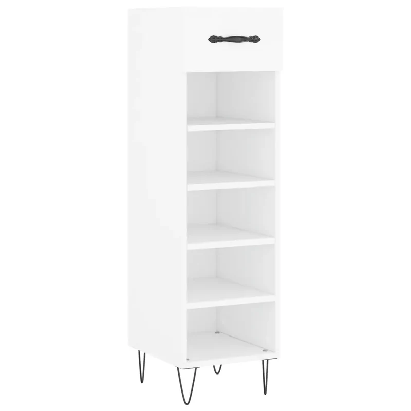 Armoire à chaussures design moderne avec tiroir et 5 compartiments 30 x 35 x 105 cm en bois d'ingénierie blanc 02_0048735