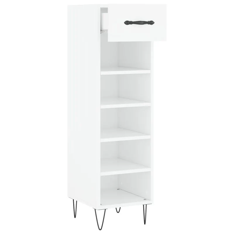 Armoire à chaussures design moderne avec tiroir et 5 compartiments 30 x 35 x 105 cm en bois d'ingénierie blanc 02_0048735