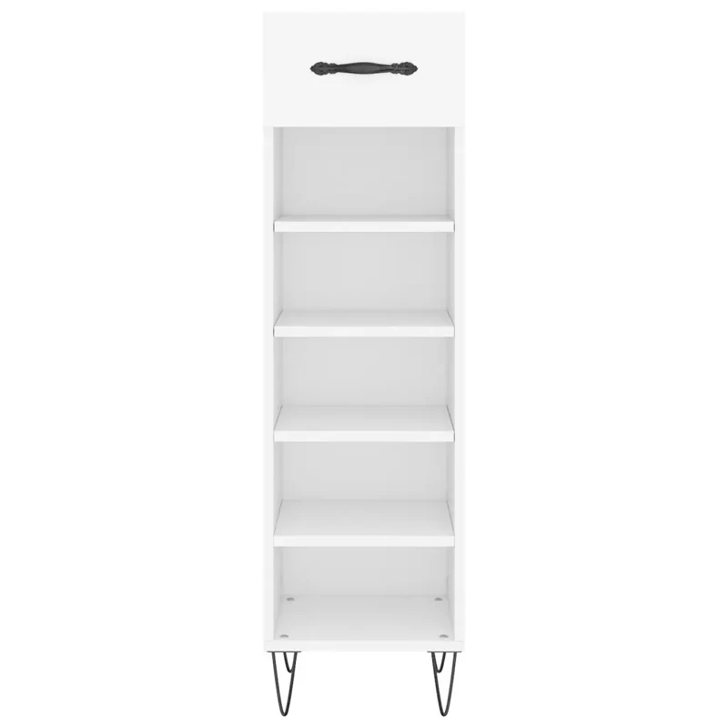 Armoire à chaussures design moderne avec tiroir et 5 compartiments 30 x 35 x 105 cm en bois d'ingénierie blanc 02_0048735