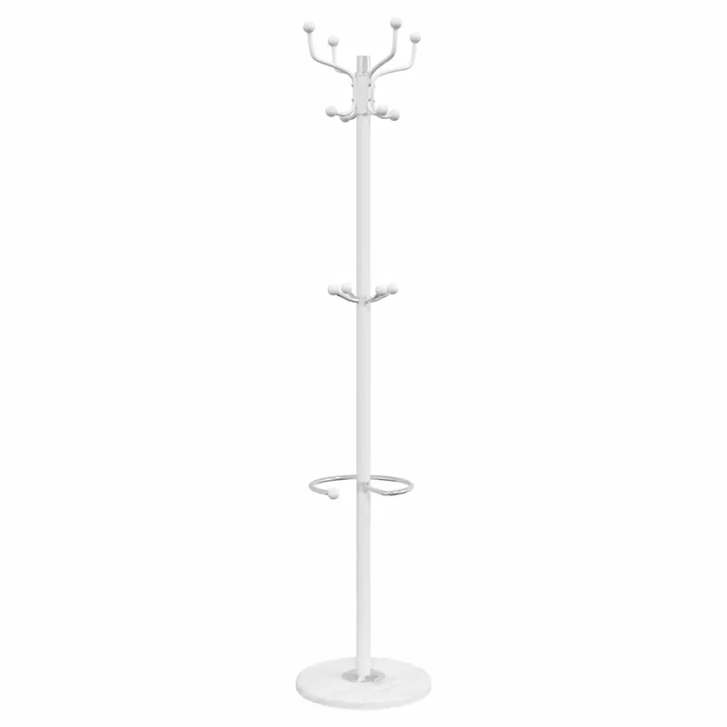 Porte-manteau sur pied avec porte-parapluie couloir 180 x 37 x 37 cm en fer blanc 02_0047600