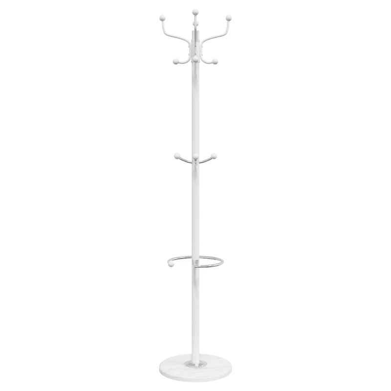 Porte-manteau sur pied avec porte-parapluie couloir 180 x 37 x 37 cm en fer blanc 02_0047600