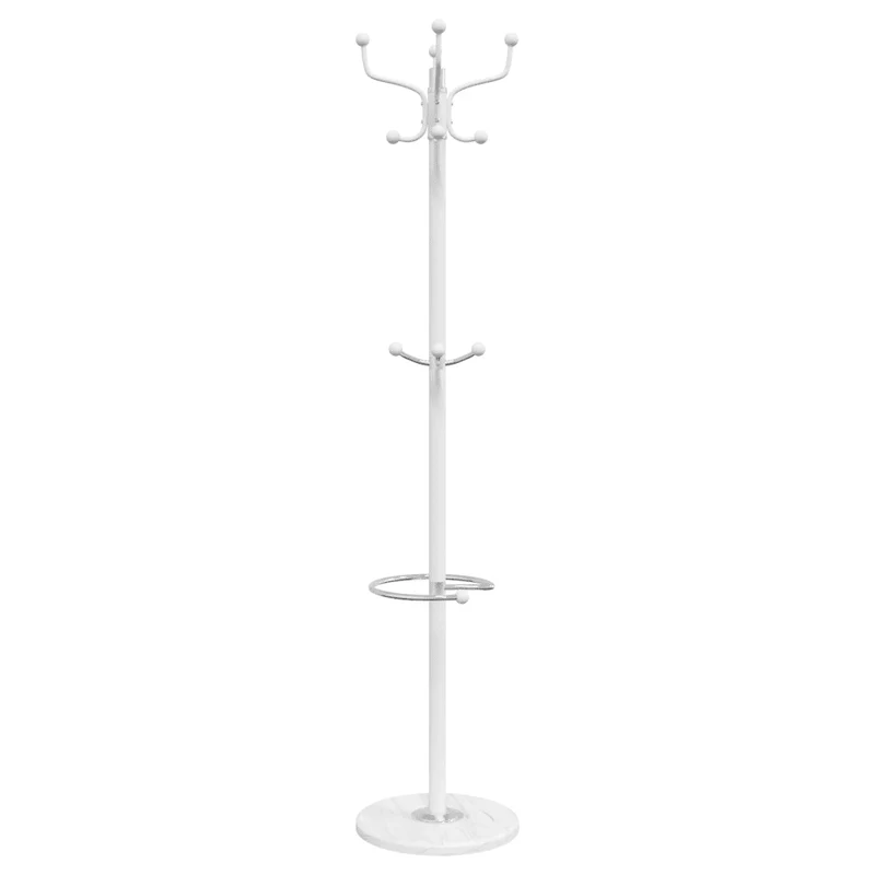 Porte-manteau sur pied avec porte-parapluie couloir 180 x 37 x 37 cm en fer blanc 02_0047600