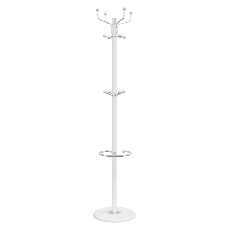 Porte-manteau sur pied avec porte-parapluie couloir 180 x 37 x 37 cm en fer blanc 02_0047600
