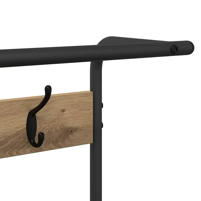 Porte-manteau rectangulaire moderne avec étagère rangement 75 x 34 x 184 cm en bois d'ingénierie chêne artisanal 02_0052639