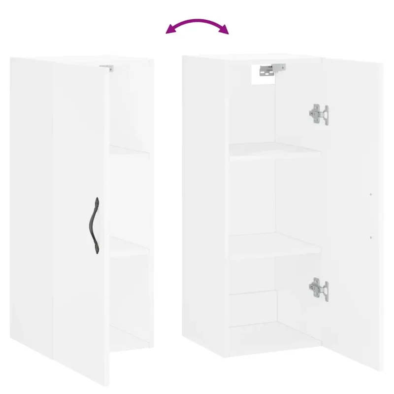 Armoire murale design contemporain rangement élégant 34,5 x 34 x 90 cm en bois blanc 02_0049299
