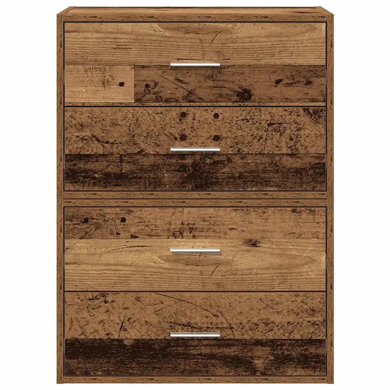 Lot de 2 armoires avec 2 tiroirs espace de rangement empilable 60 x 31 x 40 cm en bois d'ingénierie vieux bois 02_0051202
