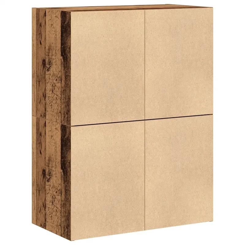 Lot de 2 armoires avec 2 tiroirs espace de rangement empilable 60 x 31 x 40 cm en bois d'ingénierie vieux bois 02_0051202