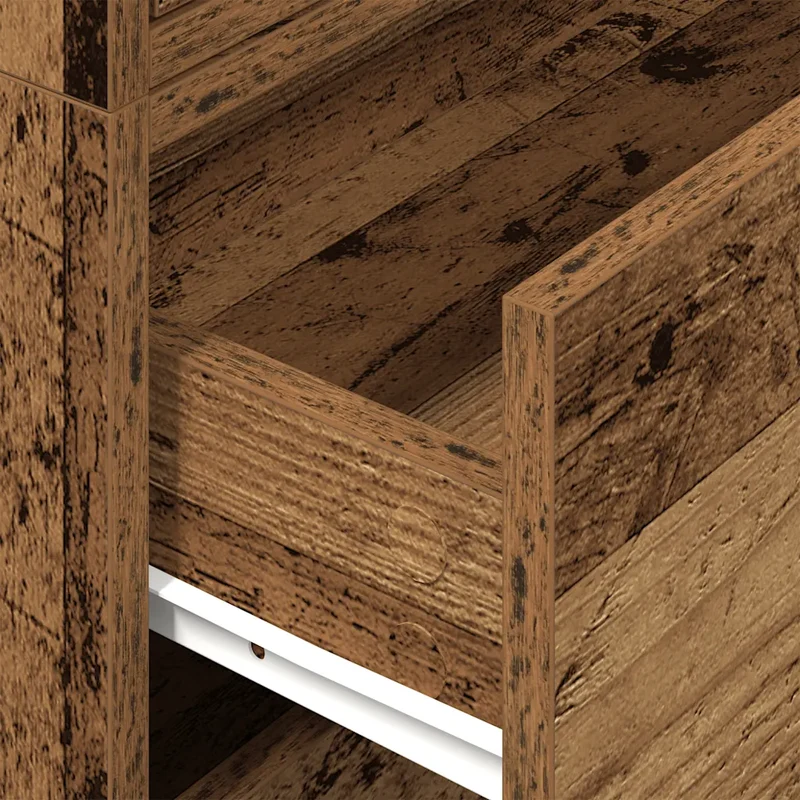 Lot de 2 armoires avec 2 tiroirs espace de rangement empilable 60 x 31 x 40 cm en bois d'ingénierie vieux bois 02_0051202