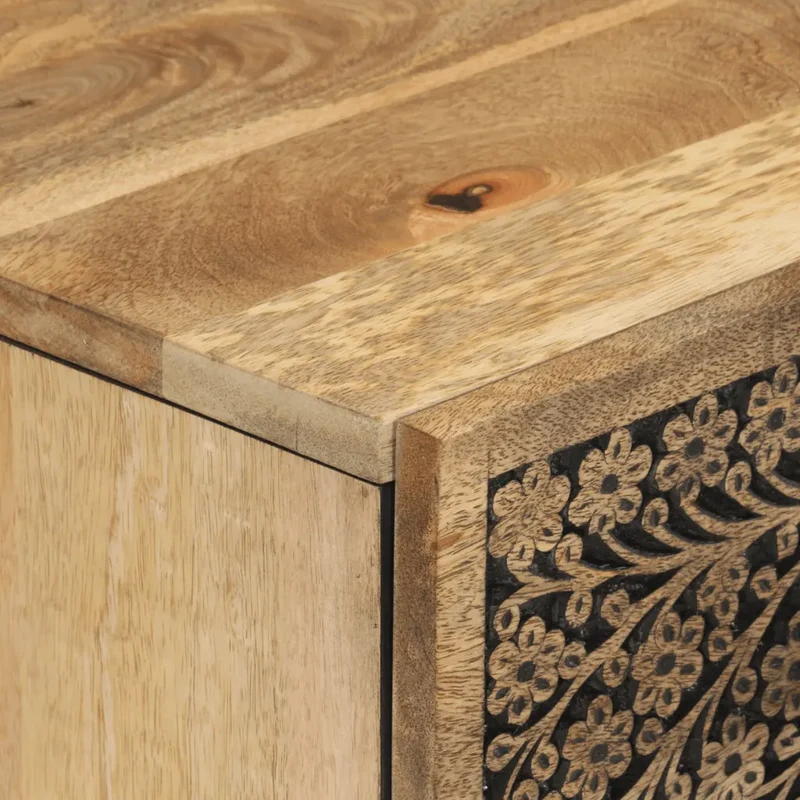 Armoire latérale 60 x 33 x 75 cm espace de rangement fonction d'affichage style rétro en bois massif de manguier 02_0047285