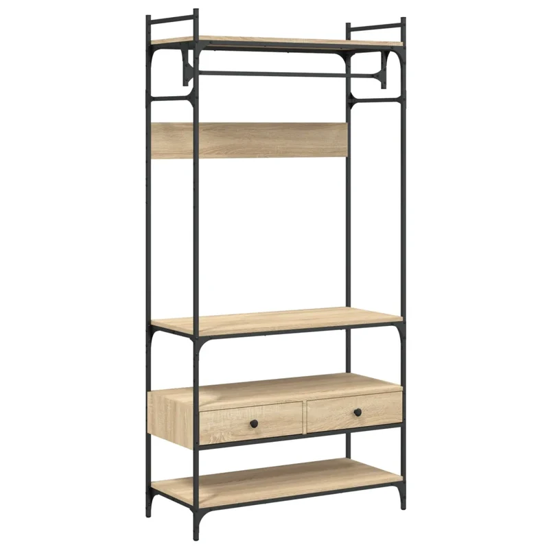 Armoire à tiroirs design minimaliste rangement 89 x 39 x 185 cm en bois d'ingénierie chêne sonoma 02_0049391