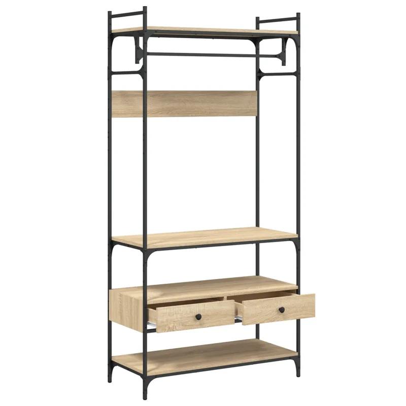 Armoire à tiroirs design minimaliste rangement 89 x 39 x 185 cm en bois d'ingénierie chêne sonoma 02_0049391