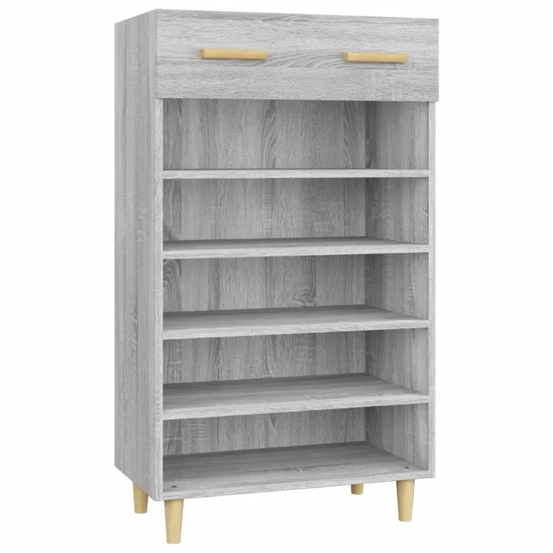 Armoire à chaussures scandinave minimaliste rangement 60 x 35 x 105 cm en bois d'ingénierie gris 02_0048334