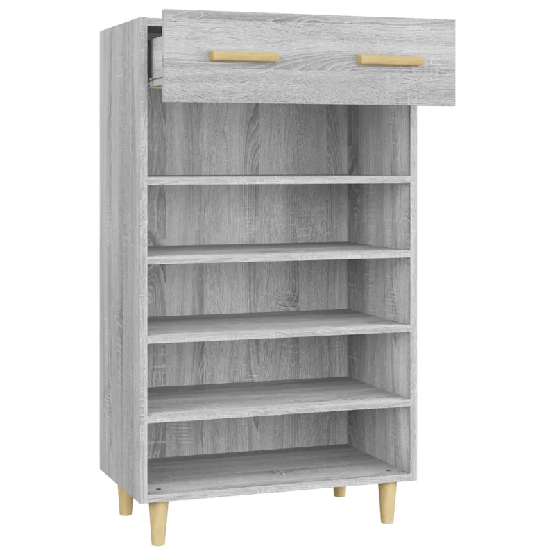 Armoire à chaussures scandinave minimaliste rangement 60 x 35 x 105 cm en bois d'ingénierie gris 02_0048334