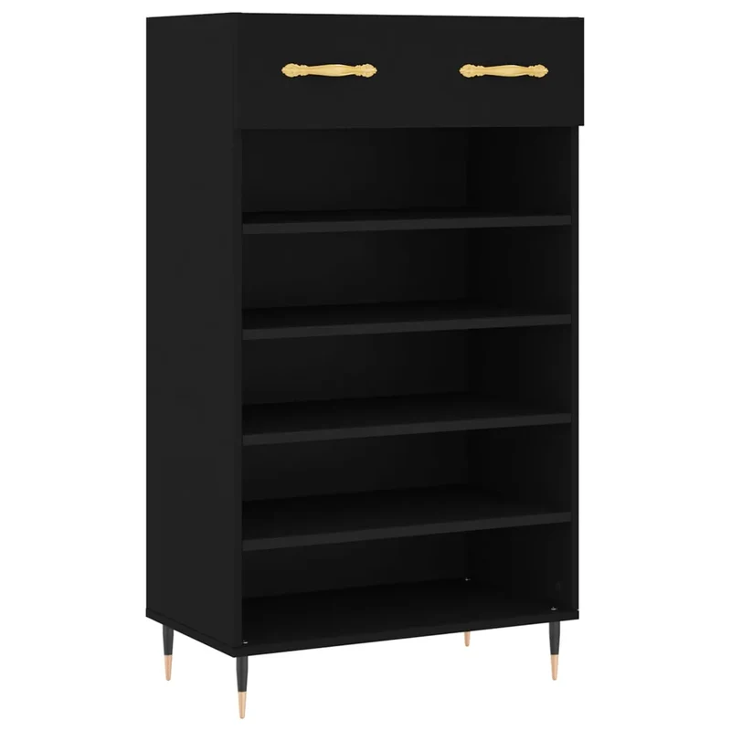 Armoire à chaussures design moderne rangement pratique 60 x 35 x 105 cm en bois noir 02_0048718