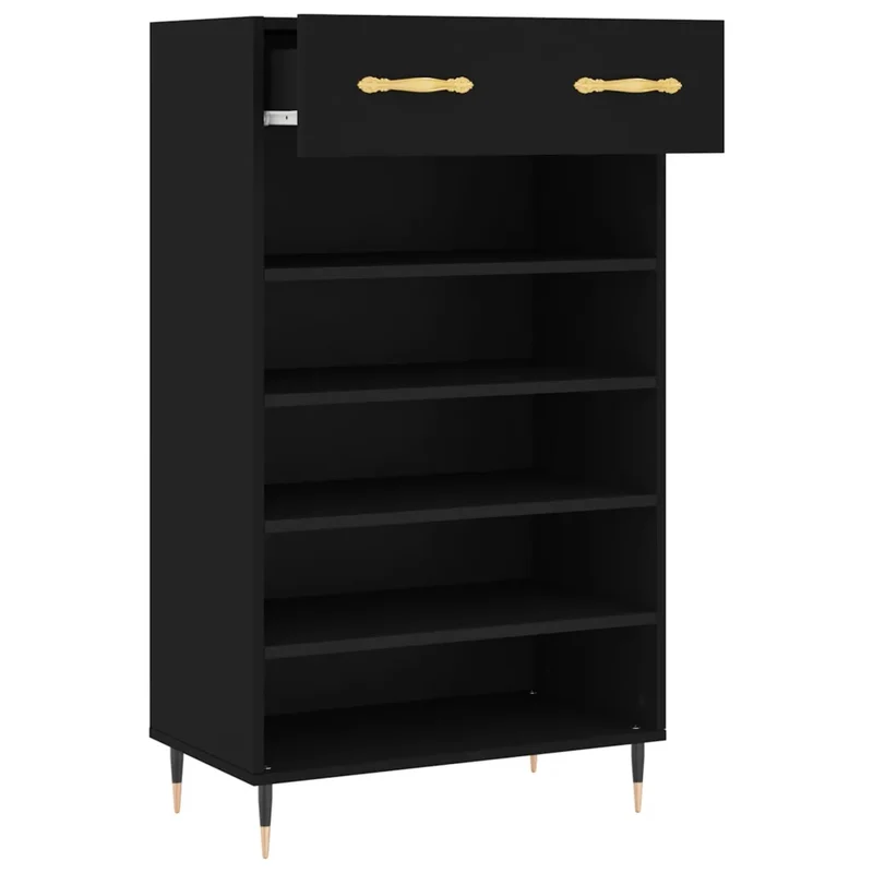 Armoire à chaussures design moderne rangement pratique 60 x 35 x 105 cm en bois noir 02_0048718