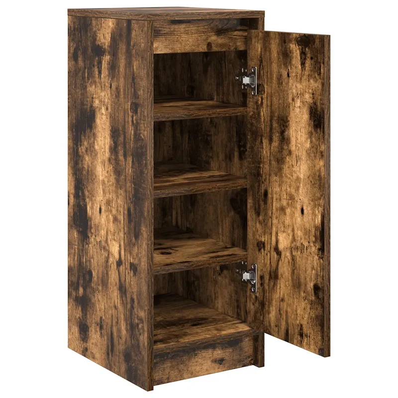 Armoire à chaussures élégante 29,5 x 34 x 76 cm rangement pratique en bois d'ingénierie chêne fumé 02_0051764
