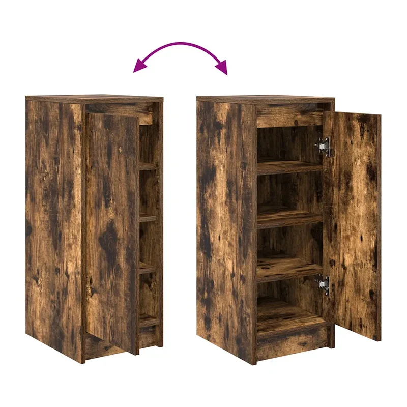 Armoire à chaussures élégante 29,5 x 34 x 76 cm rangement pratique en bois d'ingénierie chêne fumé 02_0051764