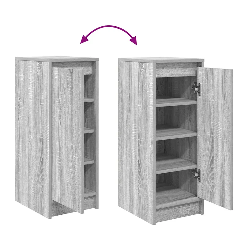 Armoire à chaussures pratique design moderne 29,5 x 34 x 76 cm en bois d'ingénierie gris 02_0051765