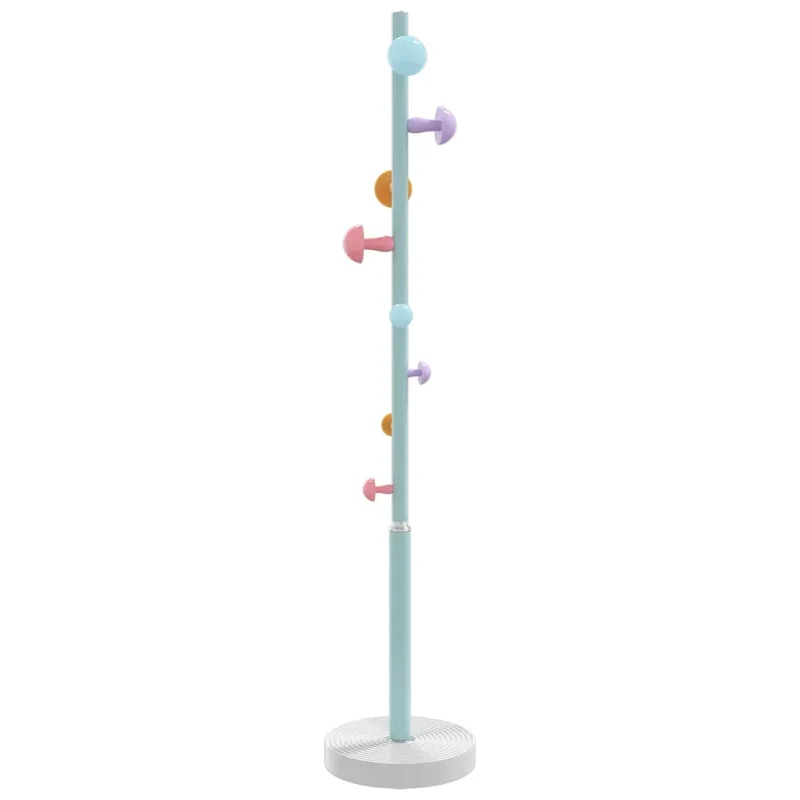Porte-manteau sur pied pratique 172 x 35 x 35 cm avec 8 patères design moderne entrée chambre en fer bleu 02_0047598