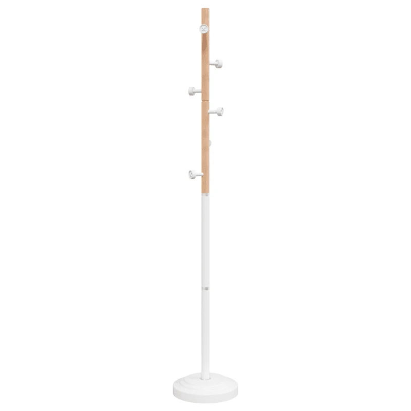 Porte-manteau sur pied pratique 177 x 30 cm avec 6 patères style moderne pour couloir en fer blanc 02_0047586