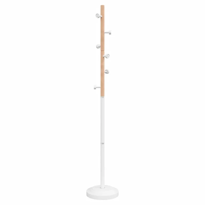 Porte-manteau sur pied pratique 177 x 30 cm avec 6 patères style moderne pour couloir en fer blanc 02_0047586