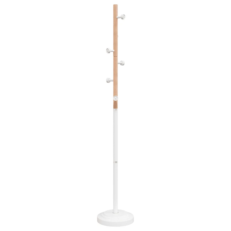 Porte-manteau sur pied pratique 177 x 30 cm avec 6 patères style moderne pour couloir en fer blanc 02_0047586
