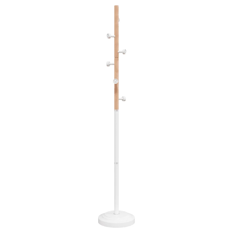 Porte-manteau sur pied pratique 177 x 30 cm avec 6 patères style moderne pour couloir en fer blanc 02_0047586
