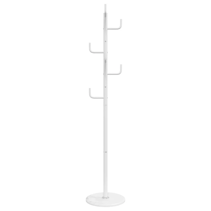 Porte-manteau sur pied pratique 183 x 37 x 37 cm 8 patères design contemporain en fer enduit de poudre blanc 02_0047604