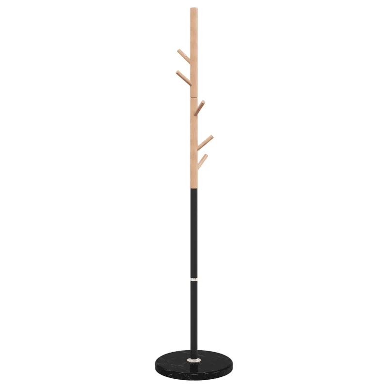 Porte-manteau sur pied noir 172 x 37 cm 6 patères design moderne couloir en fer enduit de poudre noir 02_0047587