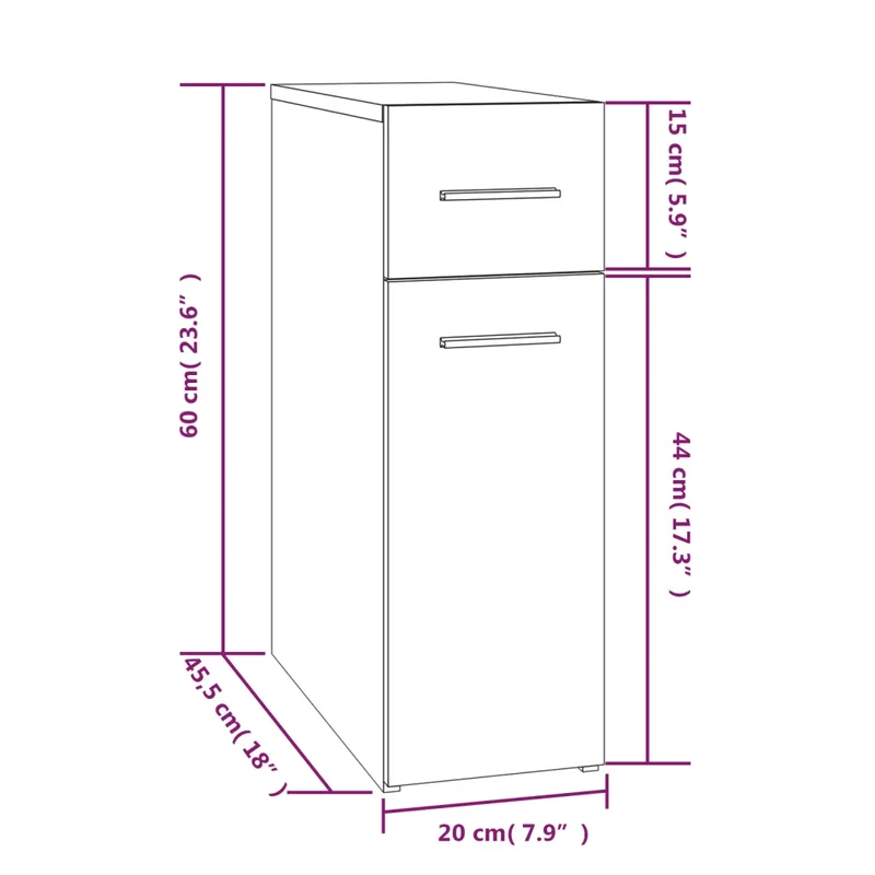 Armoire d'apothicaire bois d'ingénierie 20 x 45,5 x 60 cm espace de rangement moderne en bois chêne fumé 02_0048249