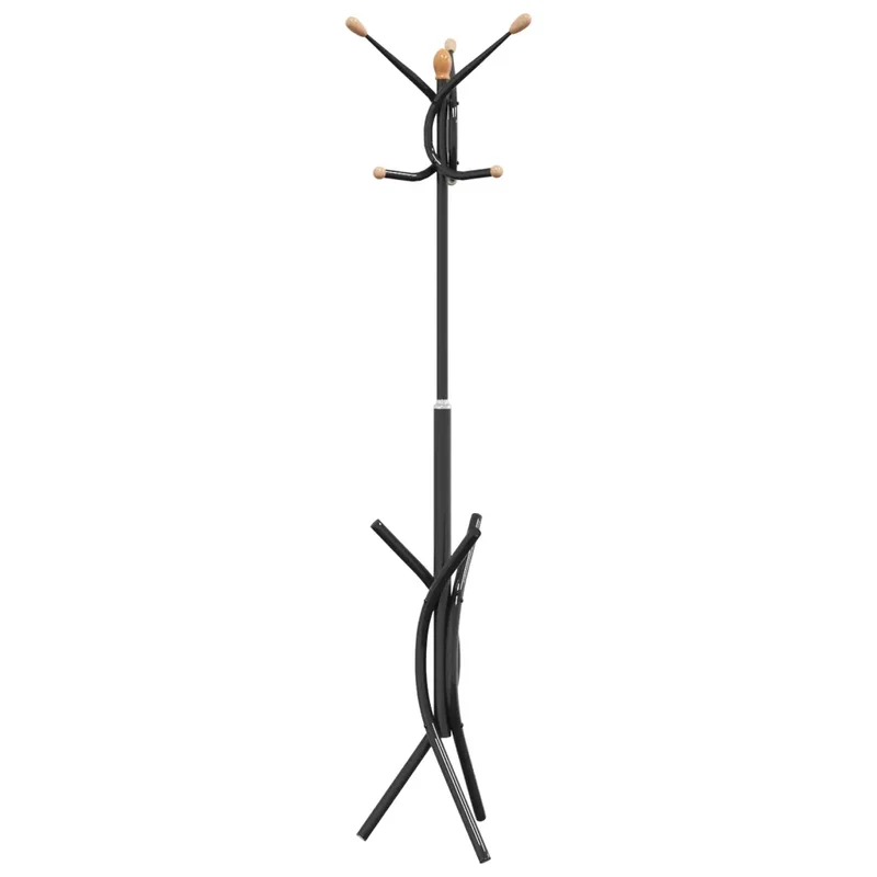 Porte-manteau noir 176 x 40 cm stable et pratique rangement ordonné en fer noir 02_0047583