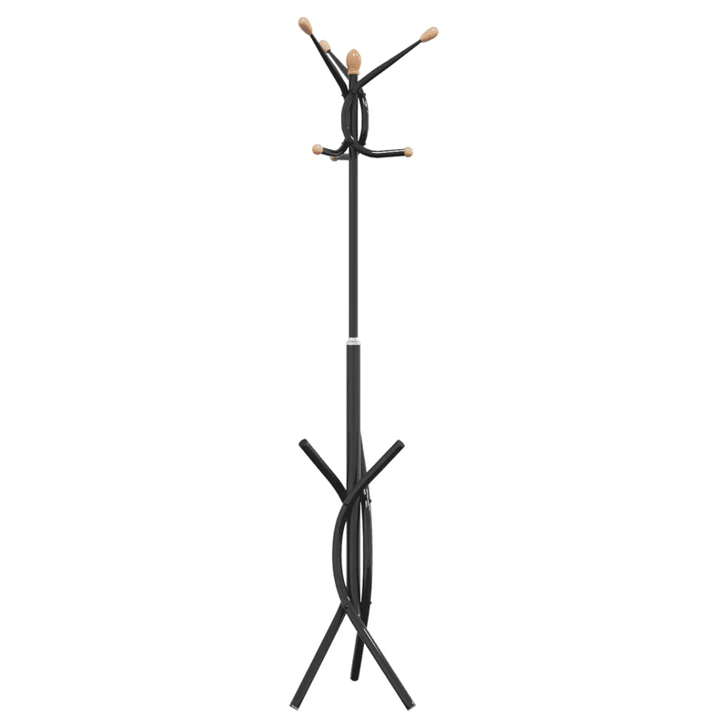Porte-manteau noir 176 x 40 cm stable et pratique rangement ordonné en fer noir 02_0047583