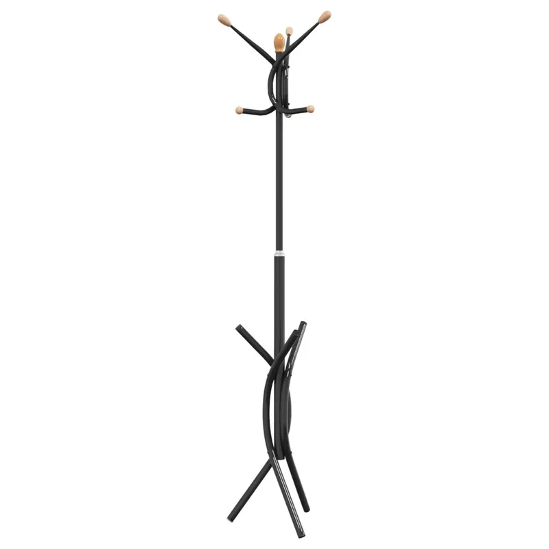 Porte-manteau noir 176 x 40 cm stable et pratique rangement ordonné en fer noir 02_0047583